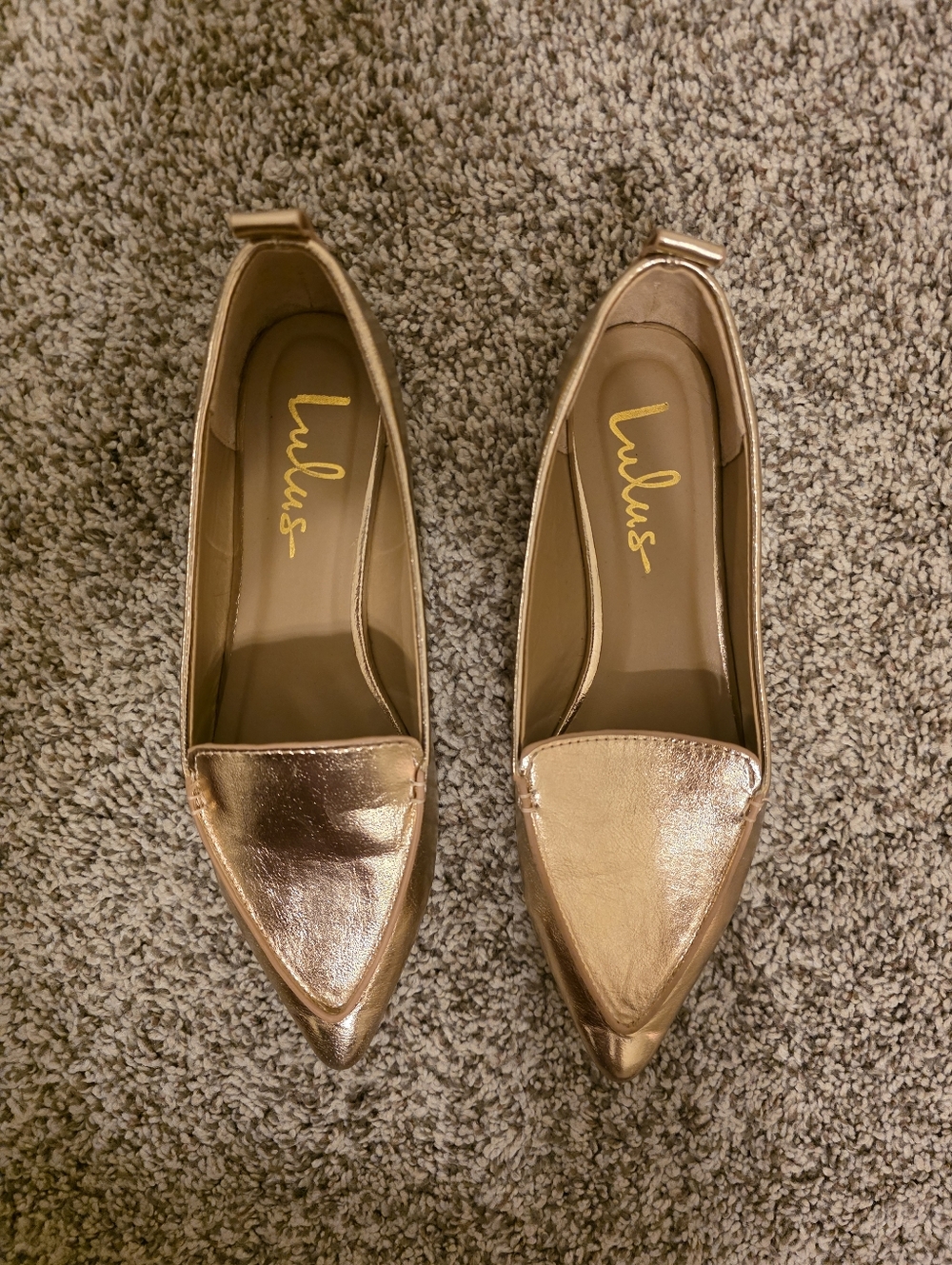 NWOT Lulu's Metallic Rose Gold Pointed Toe Slip-On Flats Size 6.5